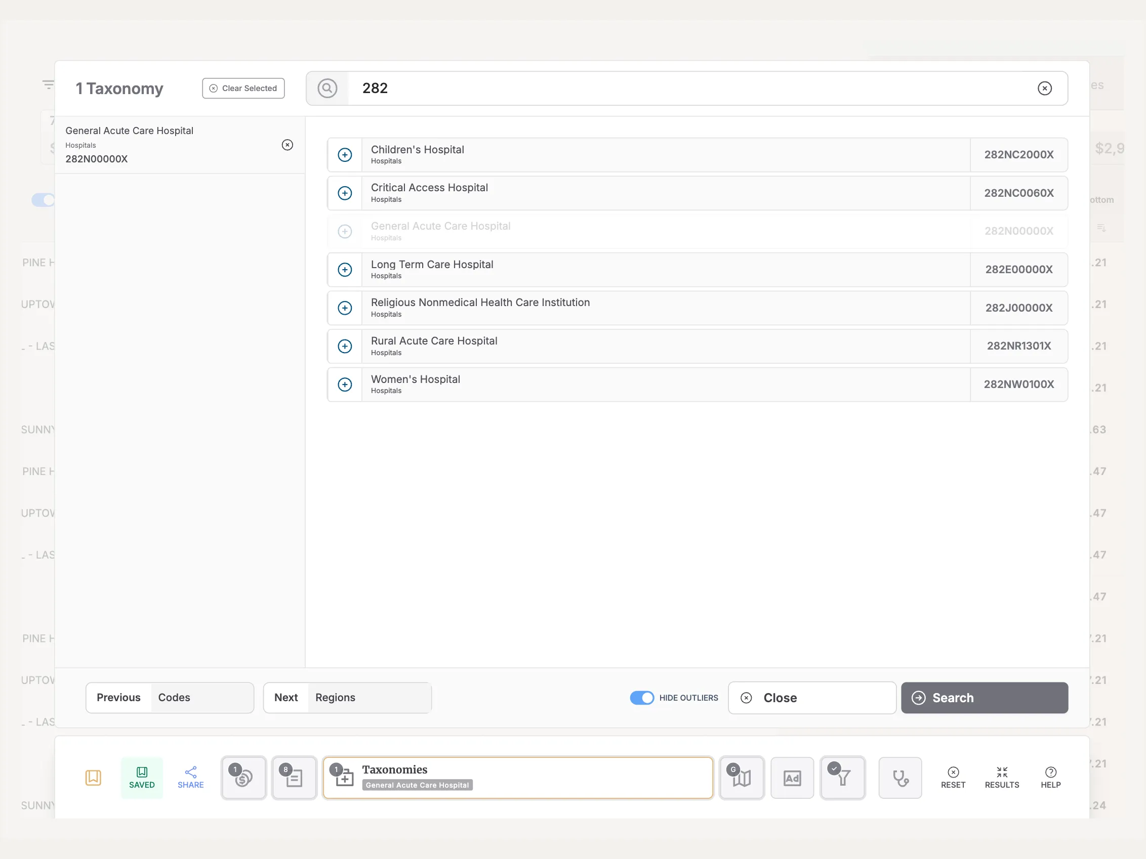 Filter by any specialty and understand rates by licensure